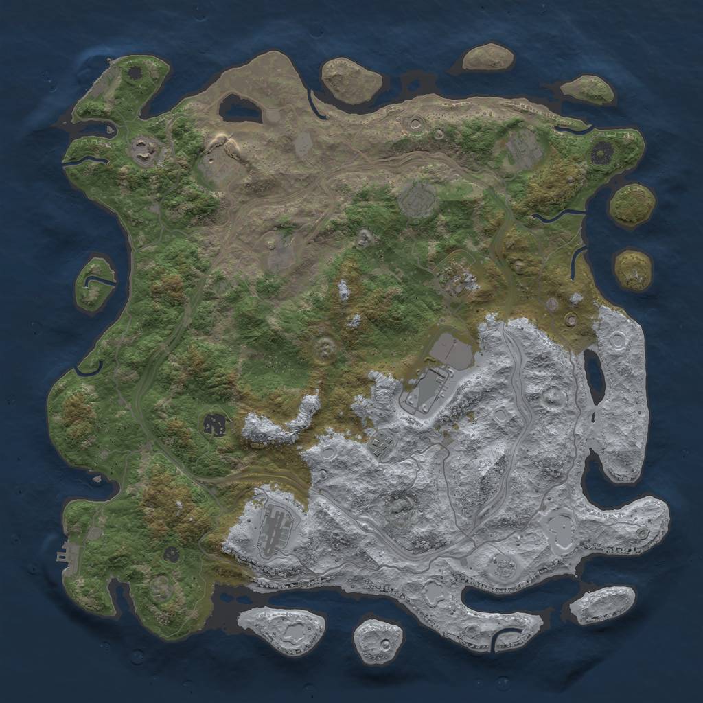 Rust Map: Procedural Map, Size: 4500, Seed: 2035833918, 17 Monuments