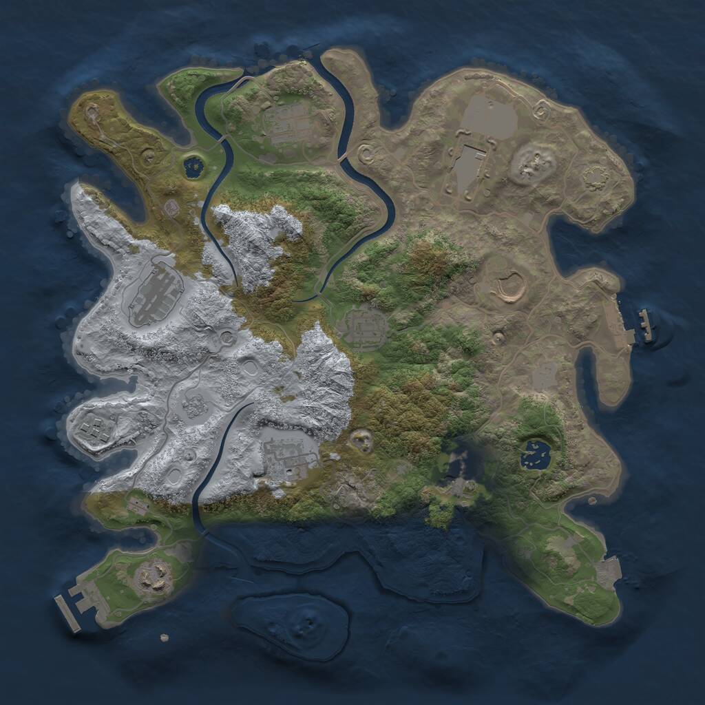 Rust Map: Procedural Map, Size: 3500, Seed: 35787416, 16 Monuments