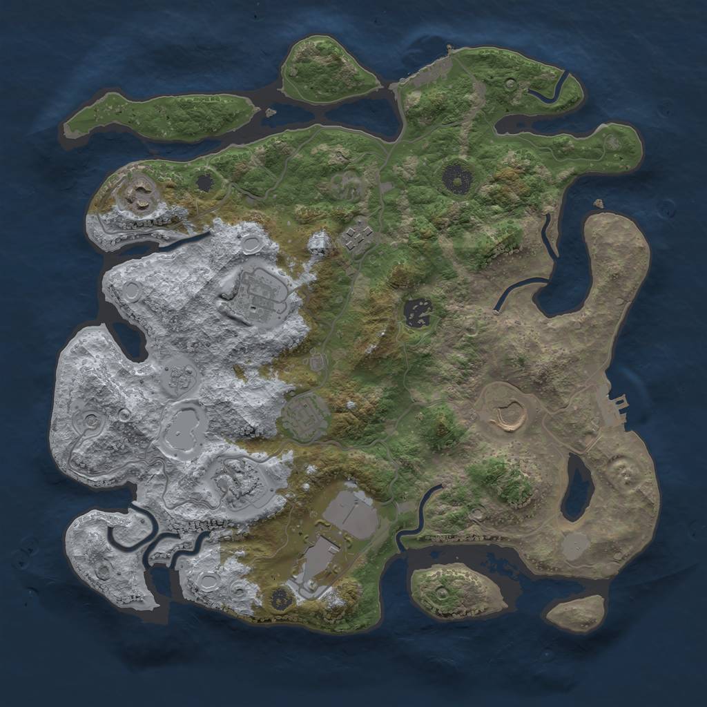Rust Map: Procedural Map, Size: 3500, Seed: 1238673757, 15 Monuments