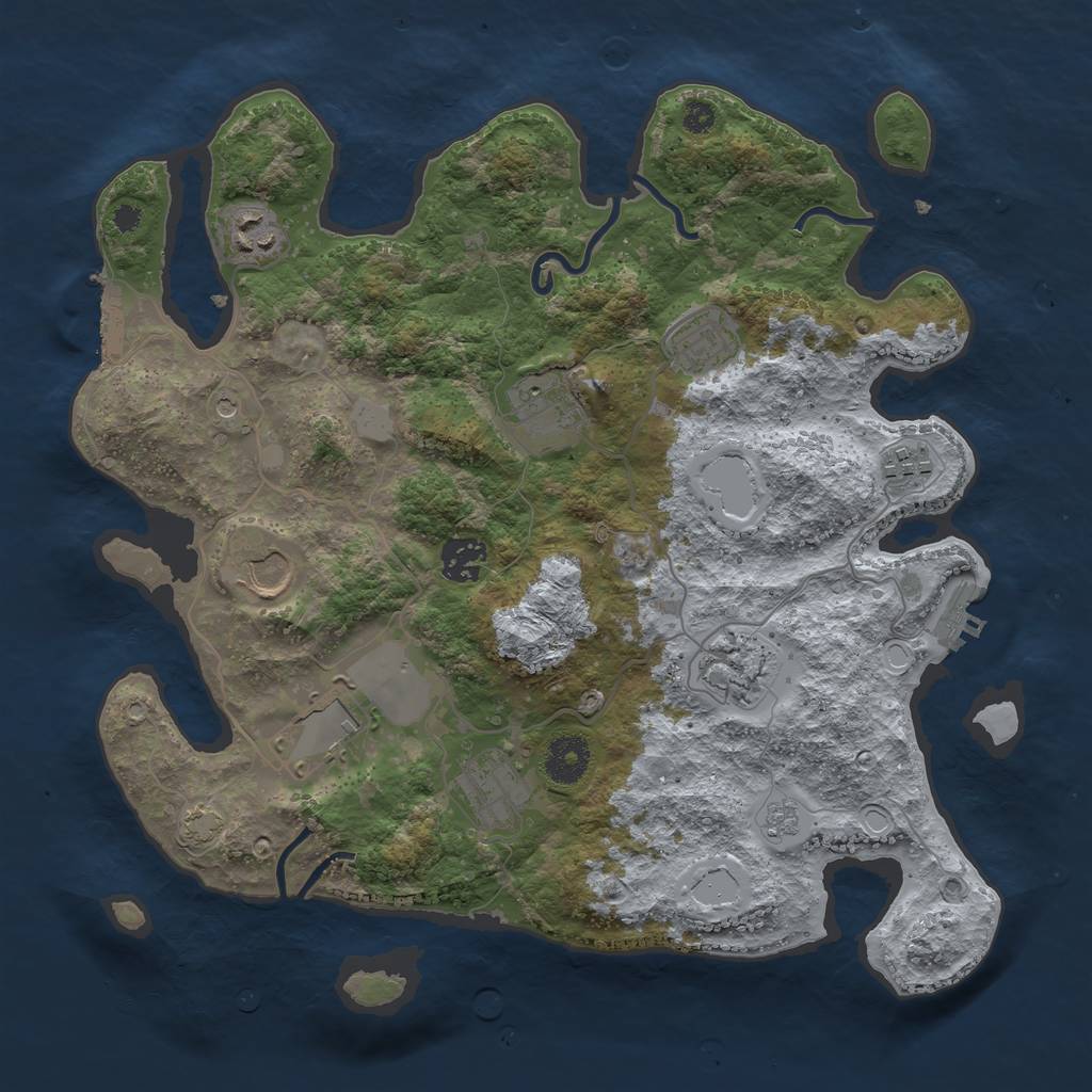 Rust Map: Procedural Map, Size: 3500, Seed: 8978783, 17 Monuments