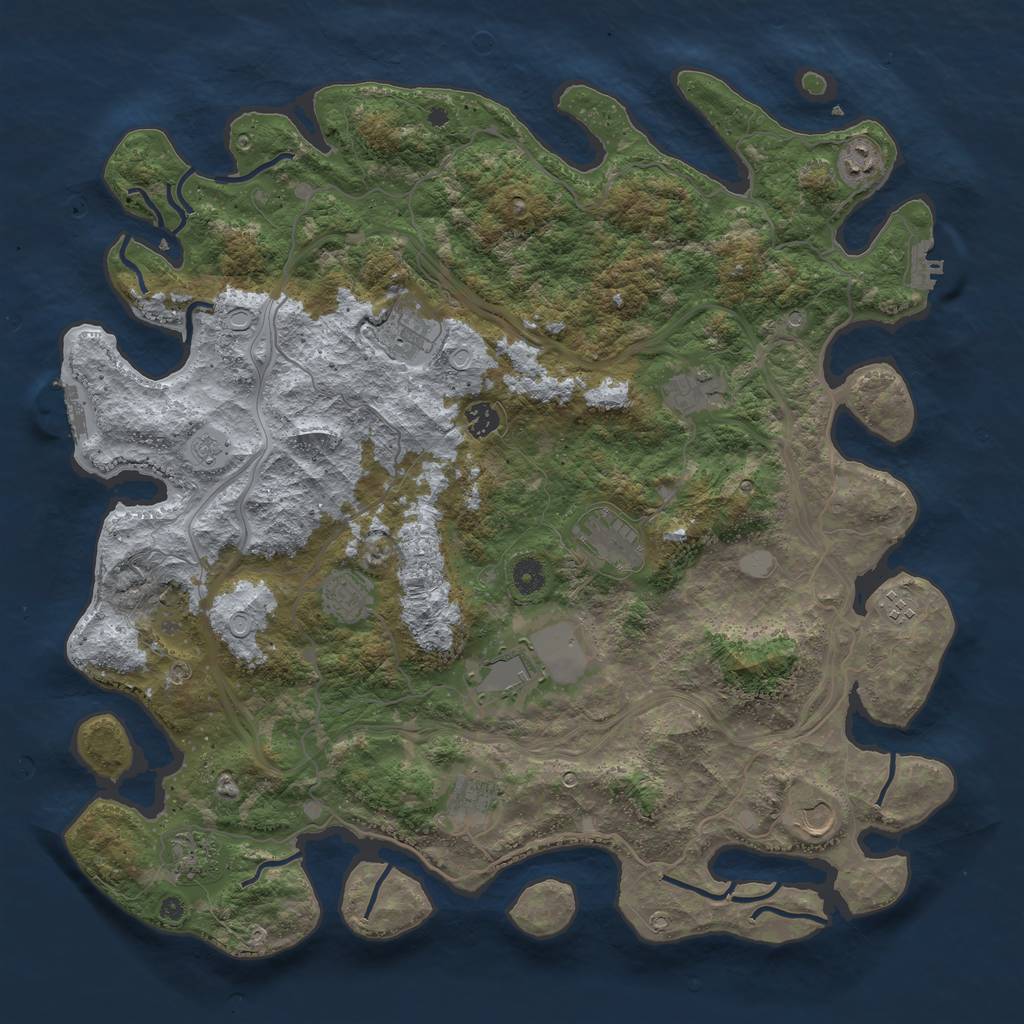 Rust Map: Procedural Map, Size: 4500, Seed: 740898899, 18 Monuments