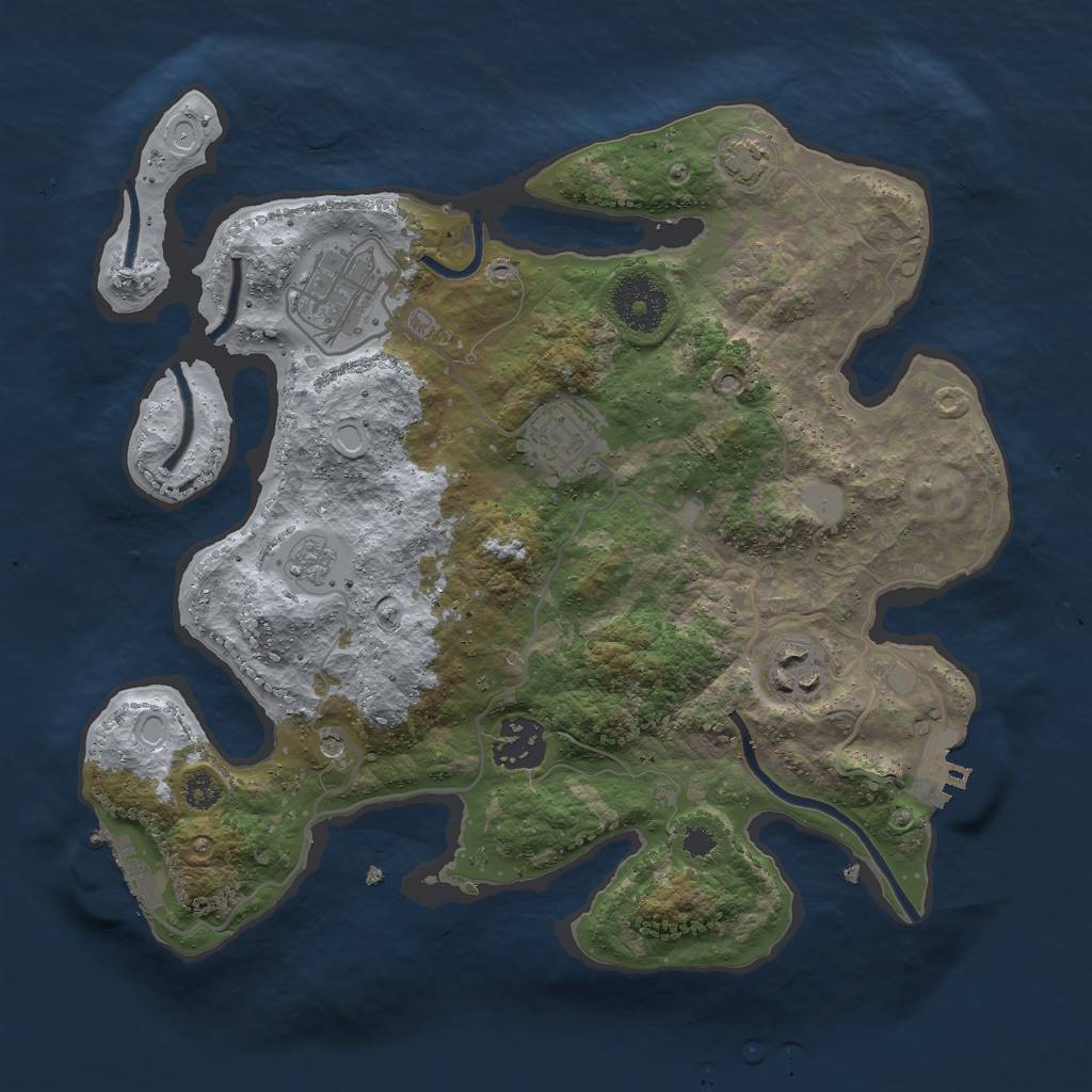 Rust Map: Procedural Map, Size: 3000, Seed: 1703429504, 11 Monuments