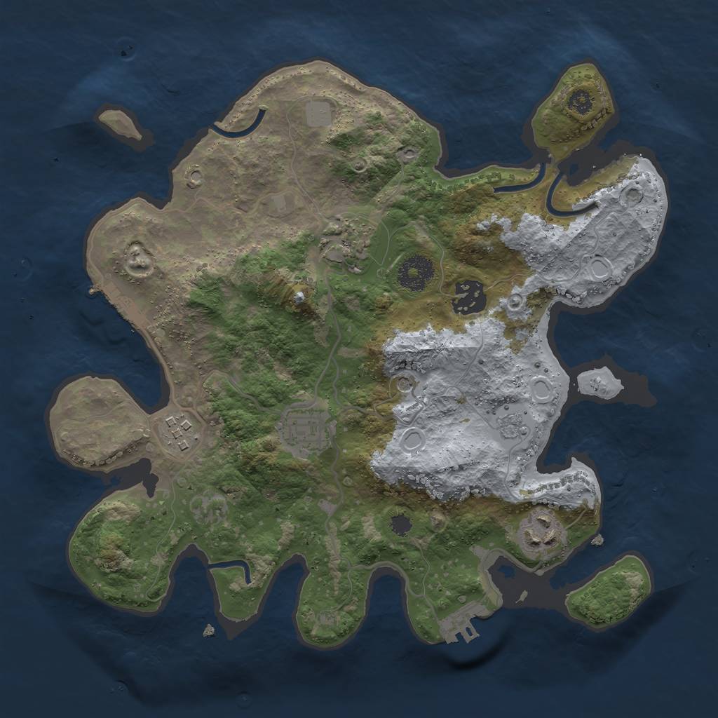 Rust Map: Procedural Map, Size: 3000, Seed: 10312023, 12 Monuments