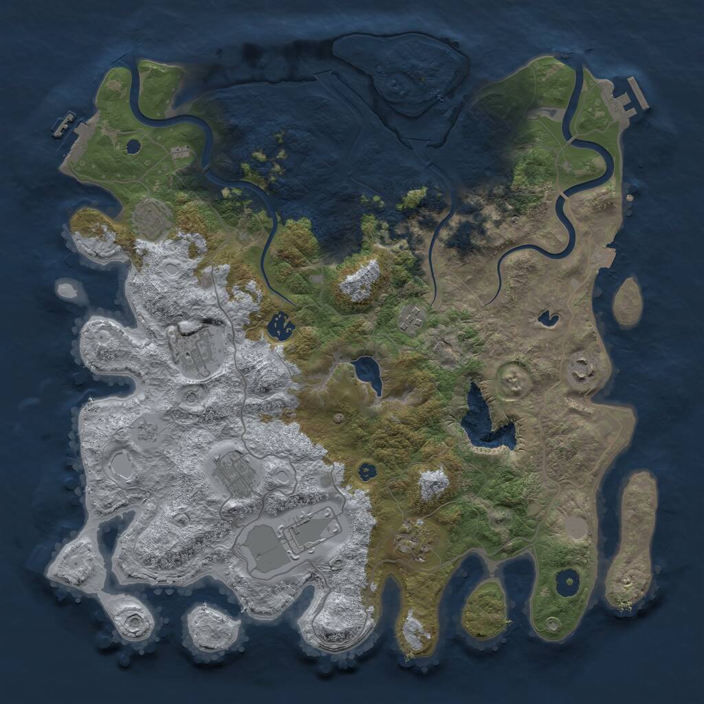 Rust Map: Procedural Map, Size: 4000, Seed: 959595, 14 Monuments