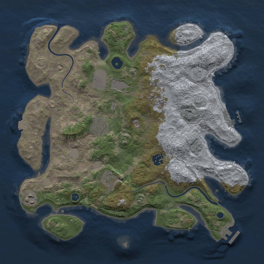 Rust Map: Procedural Map, Size: 3500, Seed: 32576, 13 Monuments