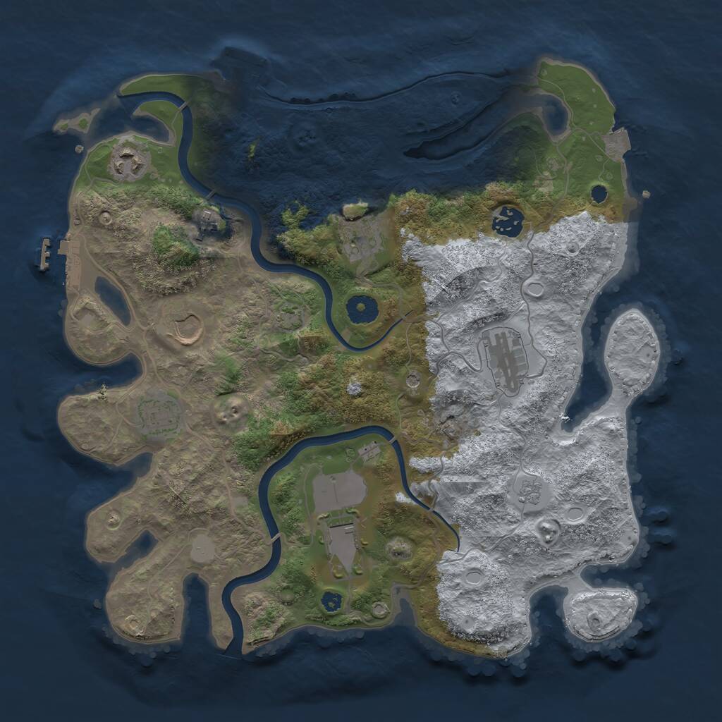 Rust Map: Procedural Map, Size: 3550, Seed: 598457, 14 Monuments