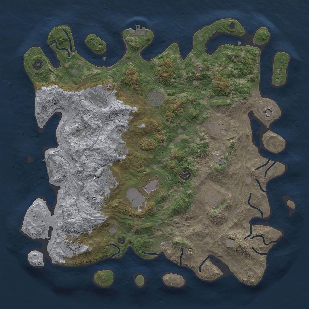 Rust Map: Procedural Map, Size: 4250, Seed: 1349425601, 17 Monuments