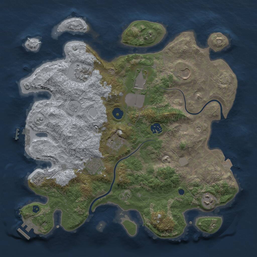 Rust Map: Procedural Map, Size: 3500, Seed: 1439903211, 14 Monuments