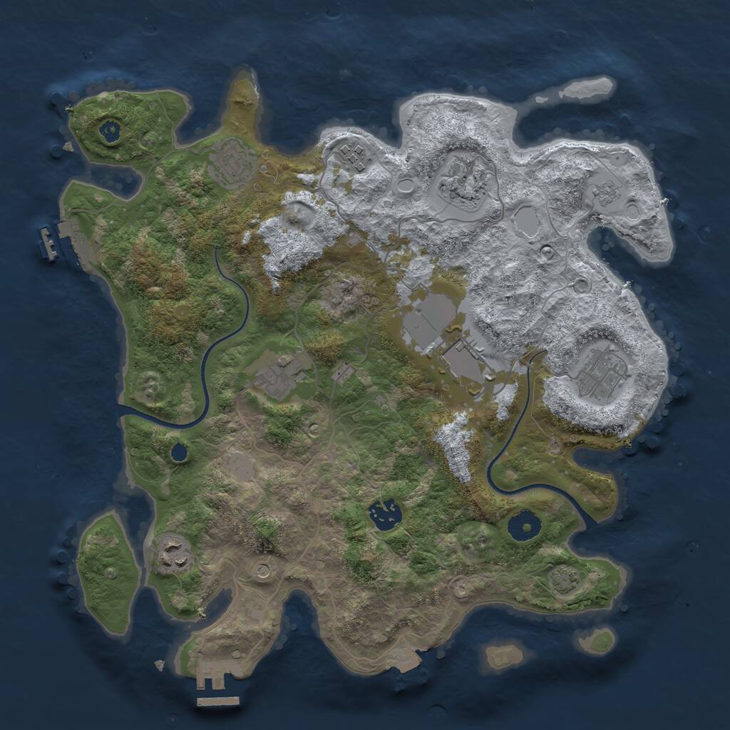 Rust Map: Procedural Map, Size: 3500, Seed: 715839308, 14 Monuments