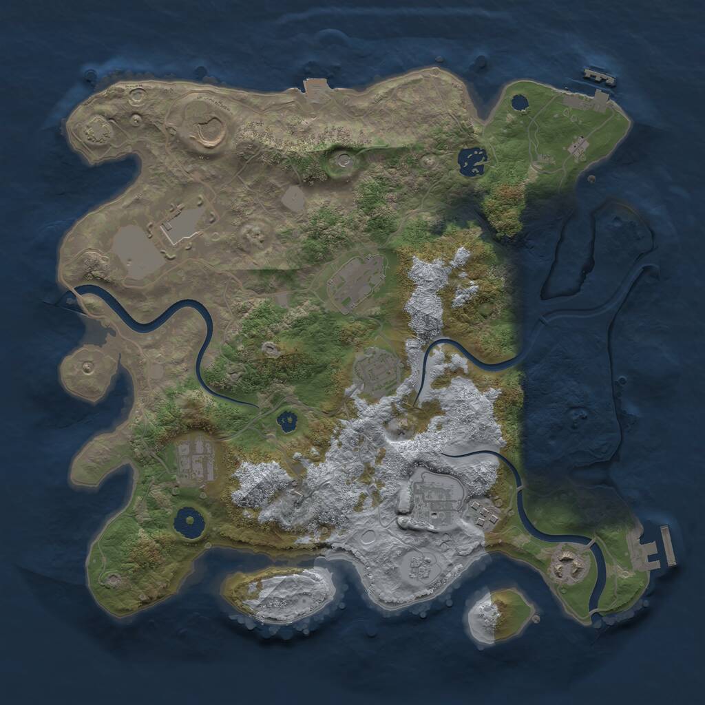 Rust Map: Procedural Map, Size: 3500, Seed: 370652825, 15 Monuments