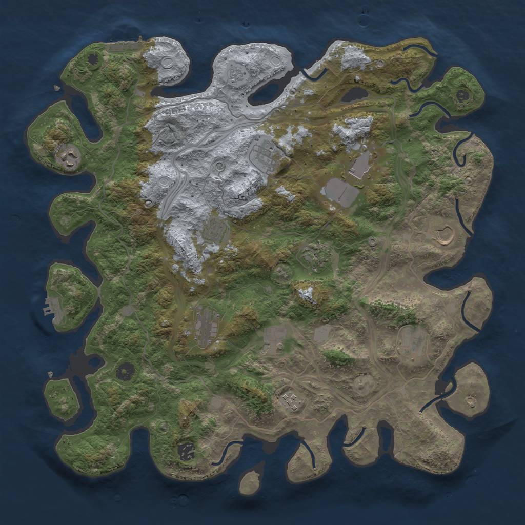 Rust Map: Procedural Map, Size: 4250, Seed: 1411777337, 18 Monuments