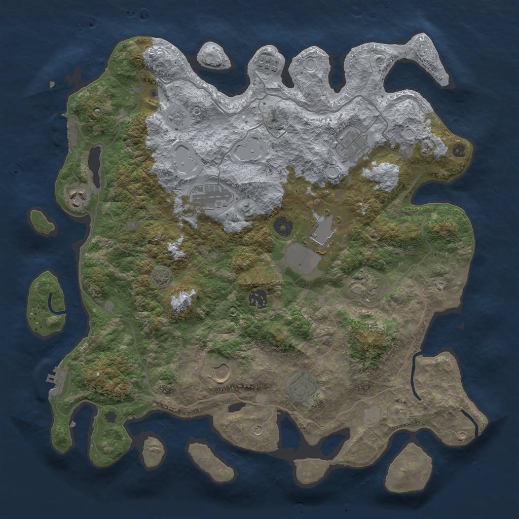 Rust Map: Procedural Map, Size: 4000, Seed: 54783901, 17 Monuments