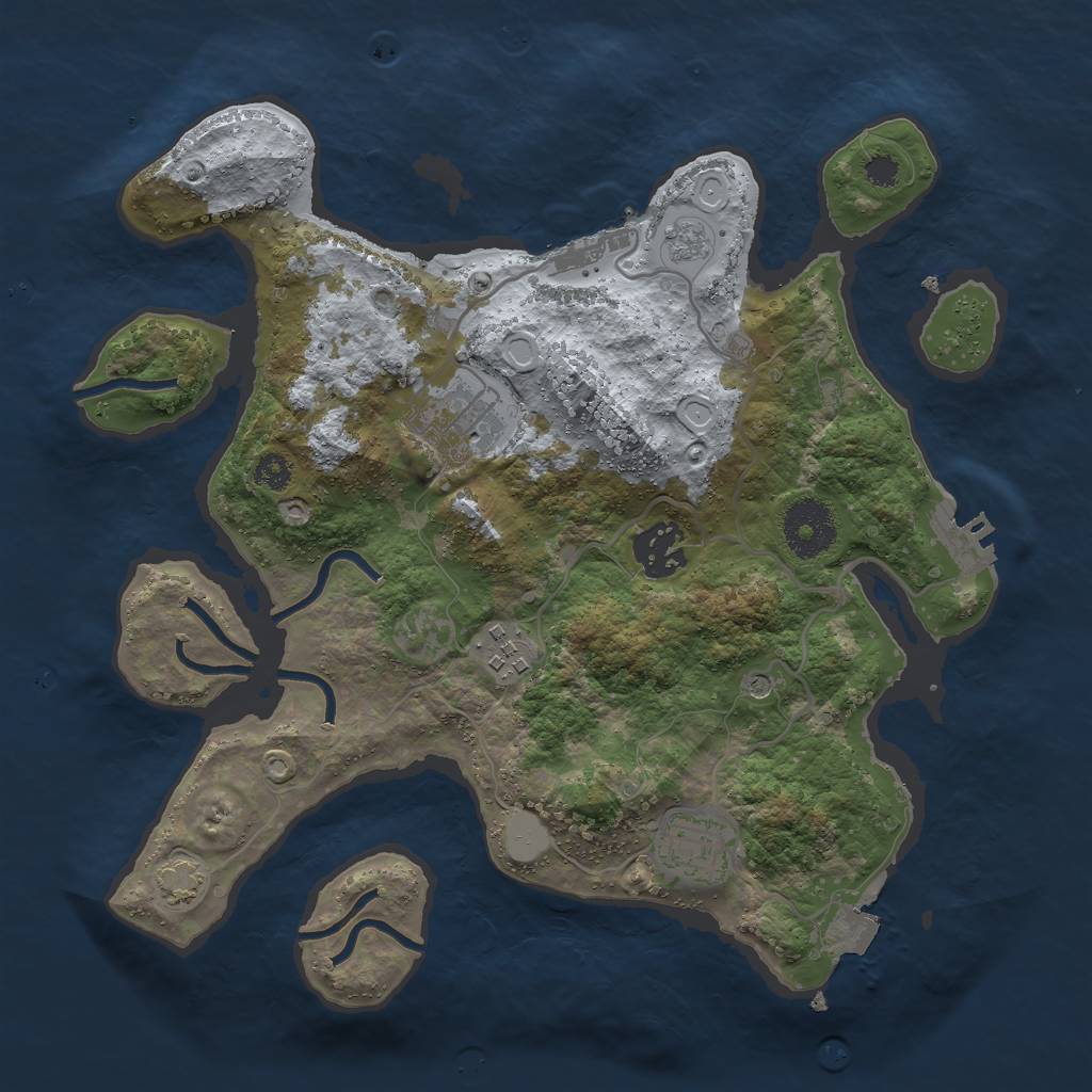 Rust Map: Procedural Map, Size: 3000, Seed: 7123725, 12 Monuments