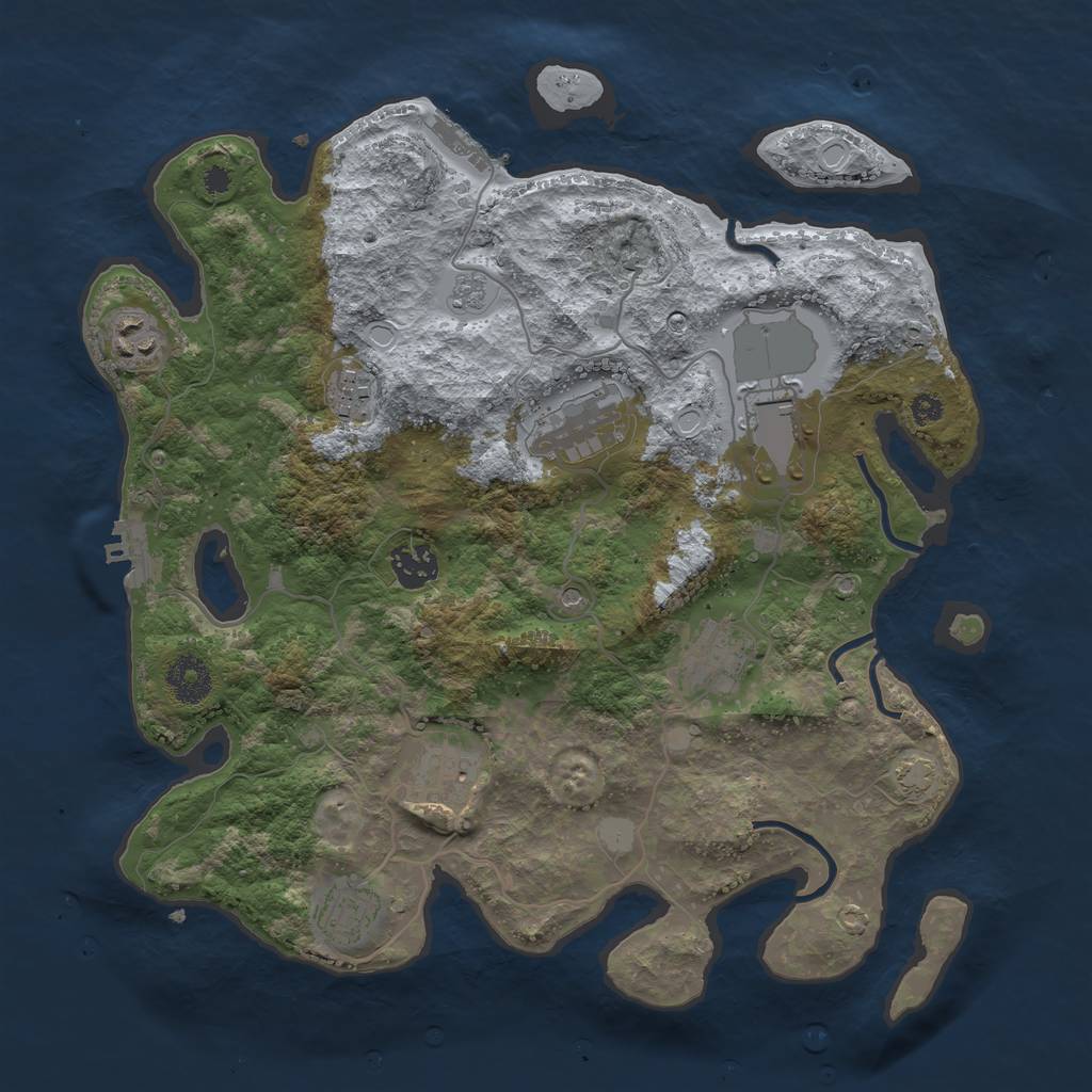 Rust Map: Procedural Map, Size: 3500, Seed: 524346, 16 Monuments