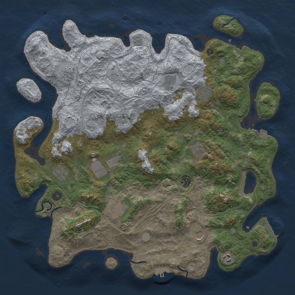 Rust Map: Procedural Map, Size: 4500, Seed: 637077357, 19 Monuments