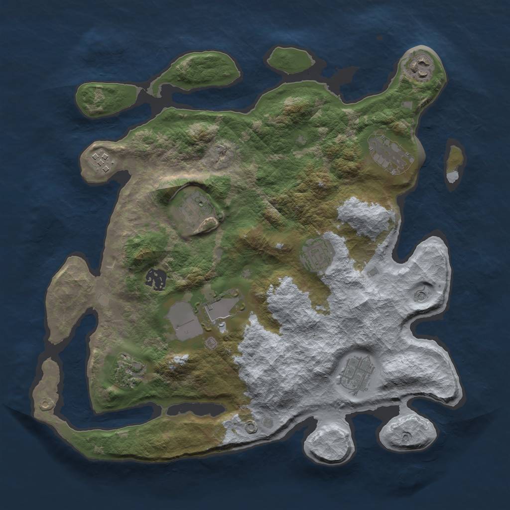 Rust Map: Barren, Size: 3500, Seed: 1467301043, 12 Monuments