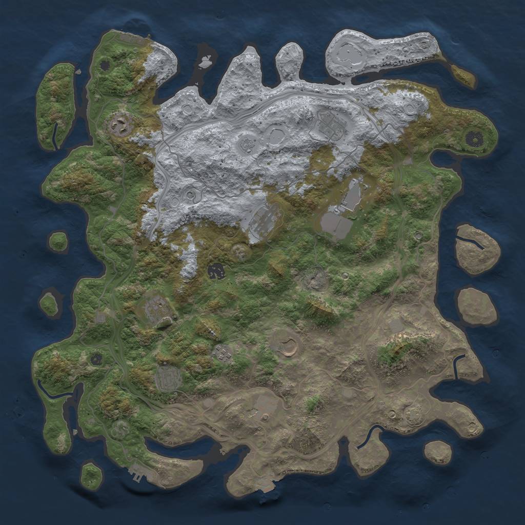 Rust Map: Procedural Map, Size: 4500, Seed: 715171416, 18 Monuments