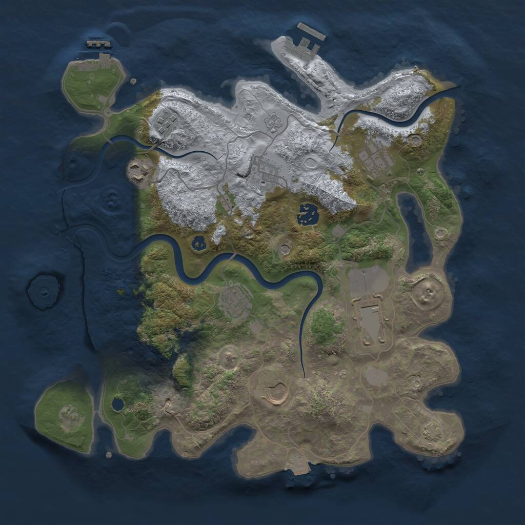 Rust Map: Procedural Map, Size: 3500, Seed: 927649045, 14 Monuments