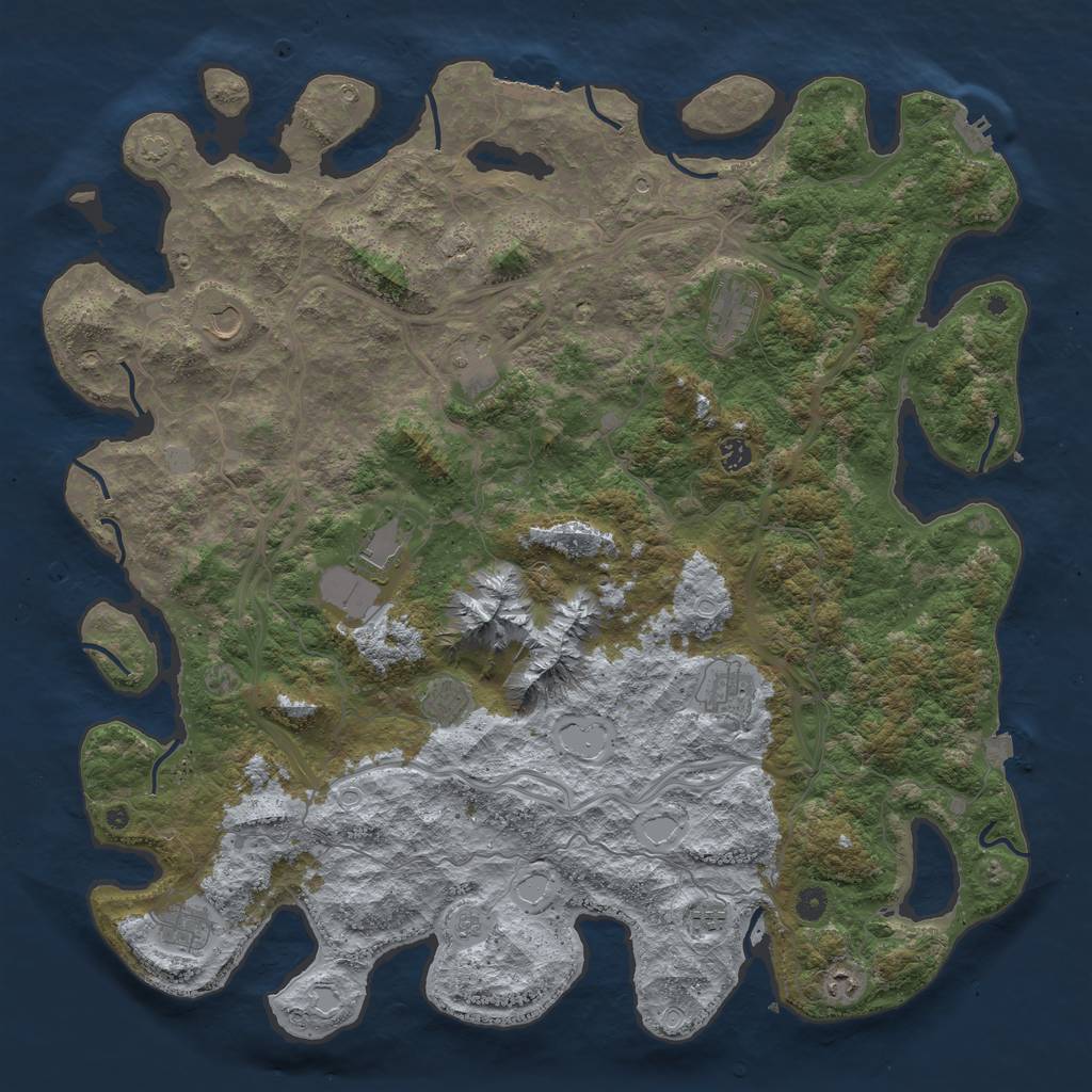Rust Map: Procedural Map, Size: 5000, Seed: 1000000, 18 Monuments