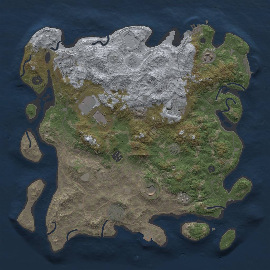 Rust Map: Procedural Map, Size: 4000, Seed: 7338197, 16 Monuments