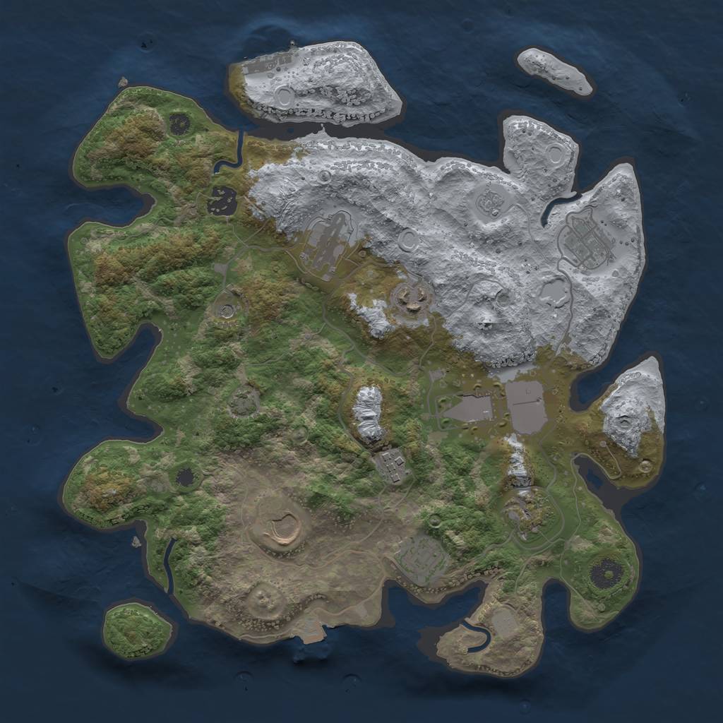 Rust Map: Procedural Map, Size: 3500, Seed: 792431133, 16 Monuments