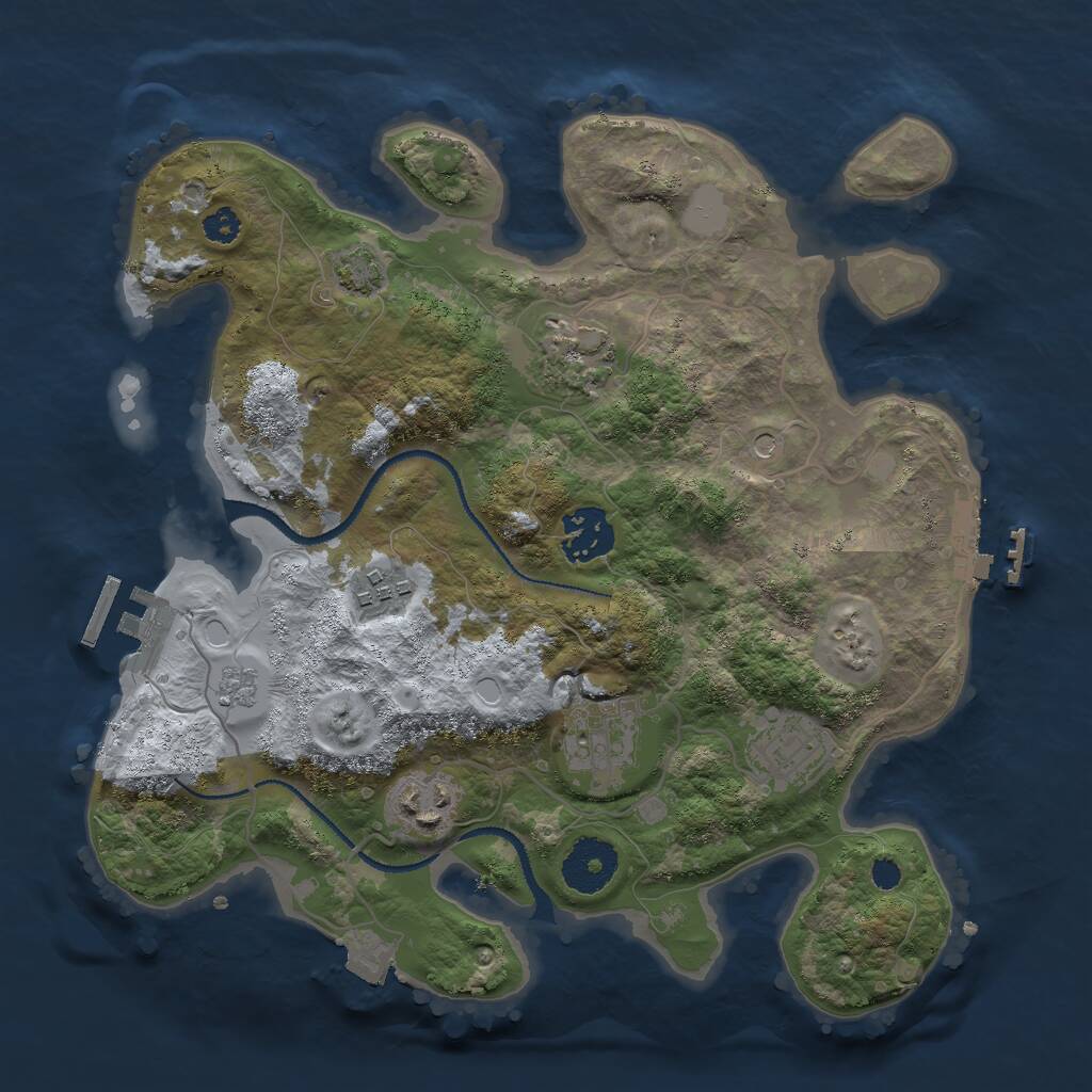 Rust Map: Procedural Map, Size: 3000, Seed: 1801429601, 12 Monuments