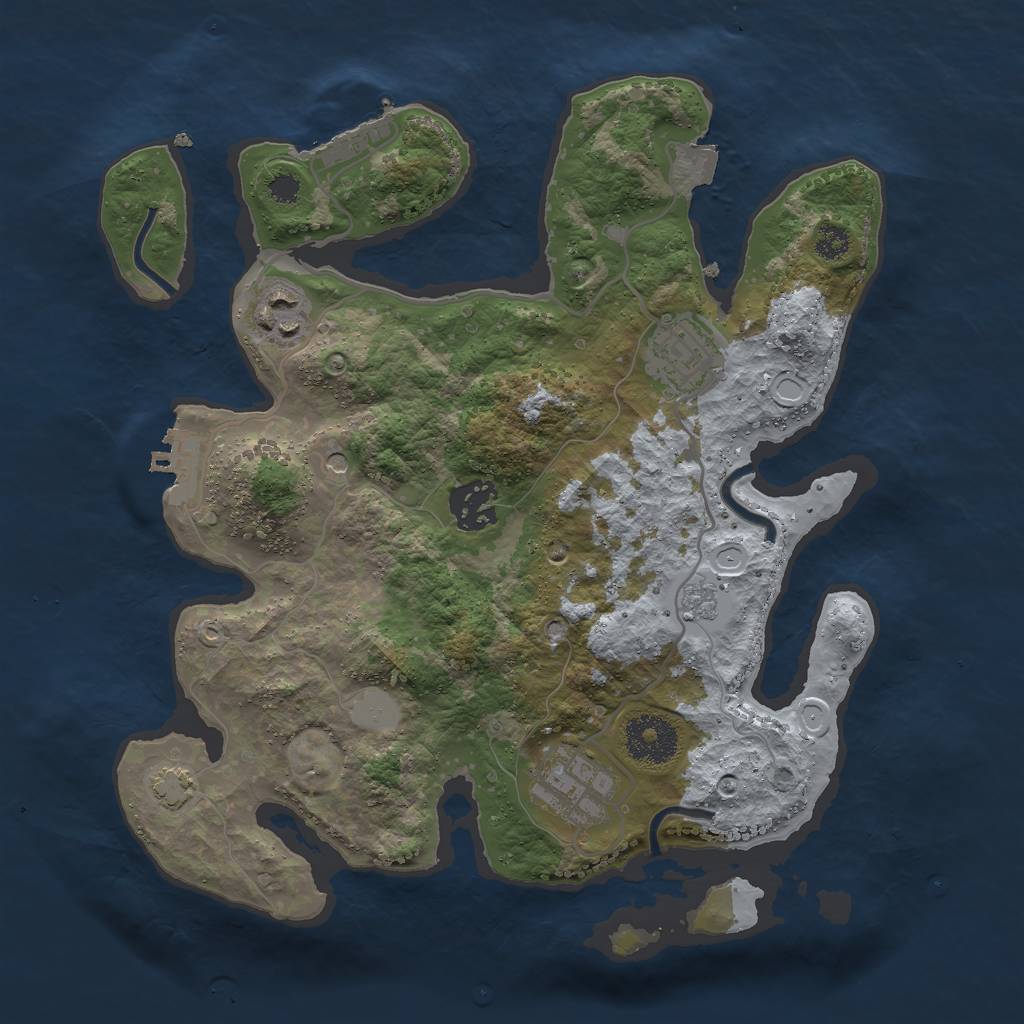Rust Map: Procedural Map, Size: 3000, Seed: 429437326, 12 Monuments