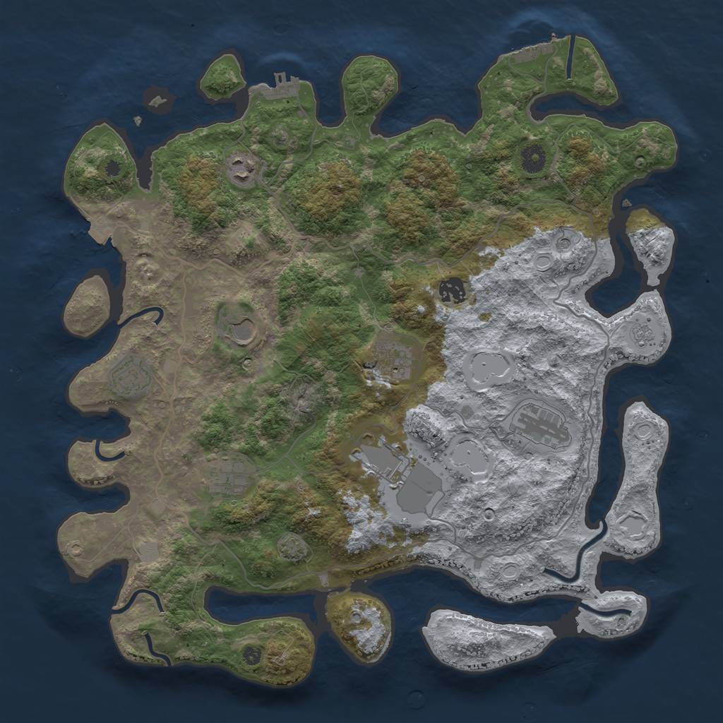 Rust Map: Procedural Map, Size: 4000, Seed: 905506754, 16 Monuments