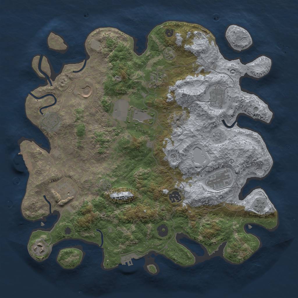 Rust Map: Procedural Map, Size: 3750, Seed: 857526943, 18 Monuments