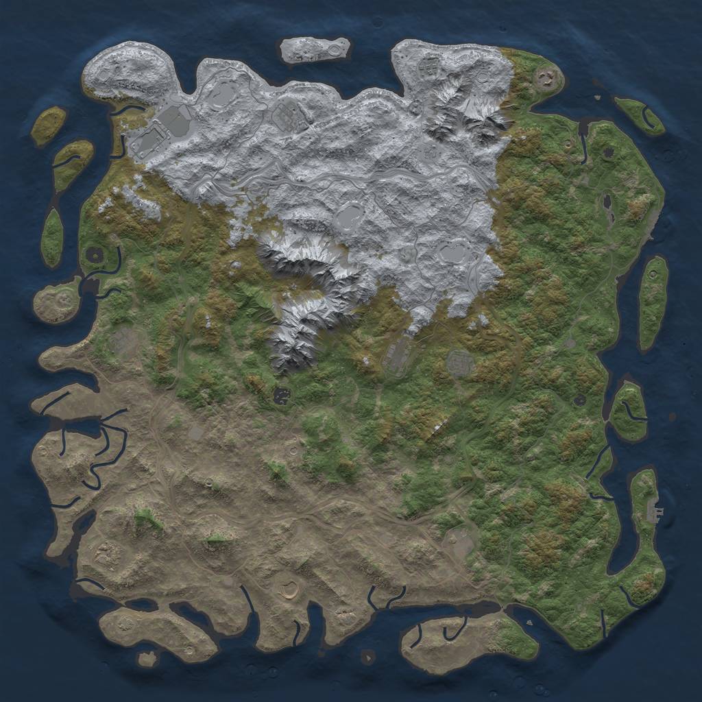 Rust Map: Procedural Map, Size: 6000, Seed: 515212, 19 Monuments