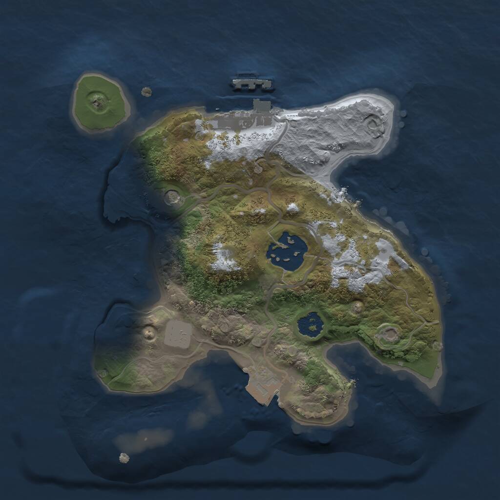 Rust Map: Procedural Map, Size: 2000, Seed: 5423641, 4 Monuments
