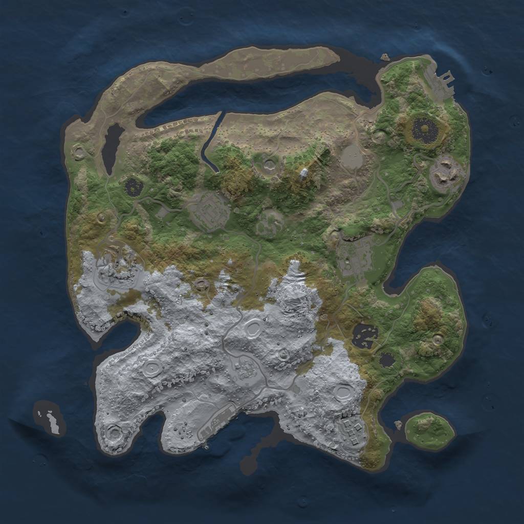 Rust Map: Procedural Map, Size: 3000, Seed: 1224949326, 13 Monuments