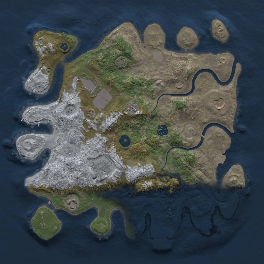 Rust Map: Procedural Map, Size: 3500, Seed: 999471173, 11 Monuments