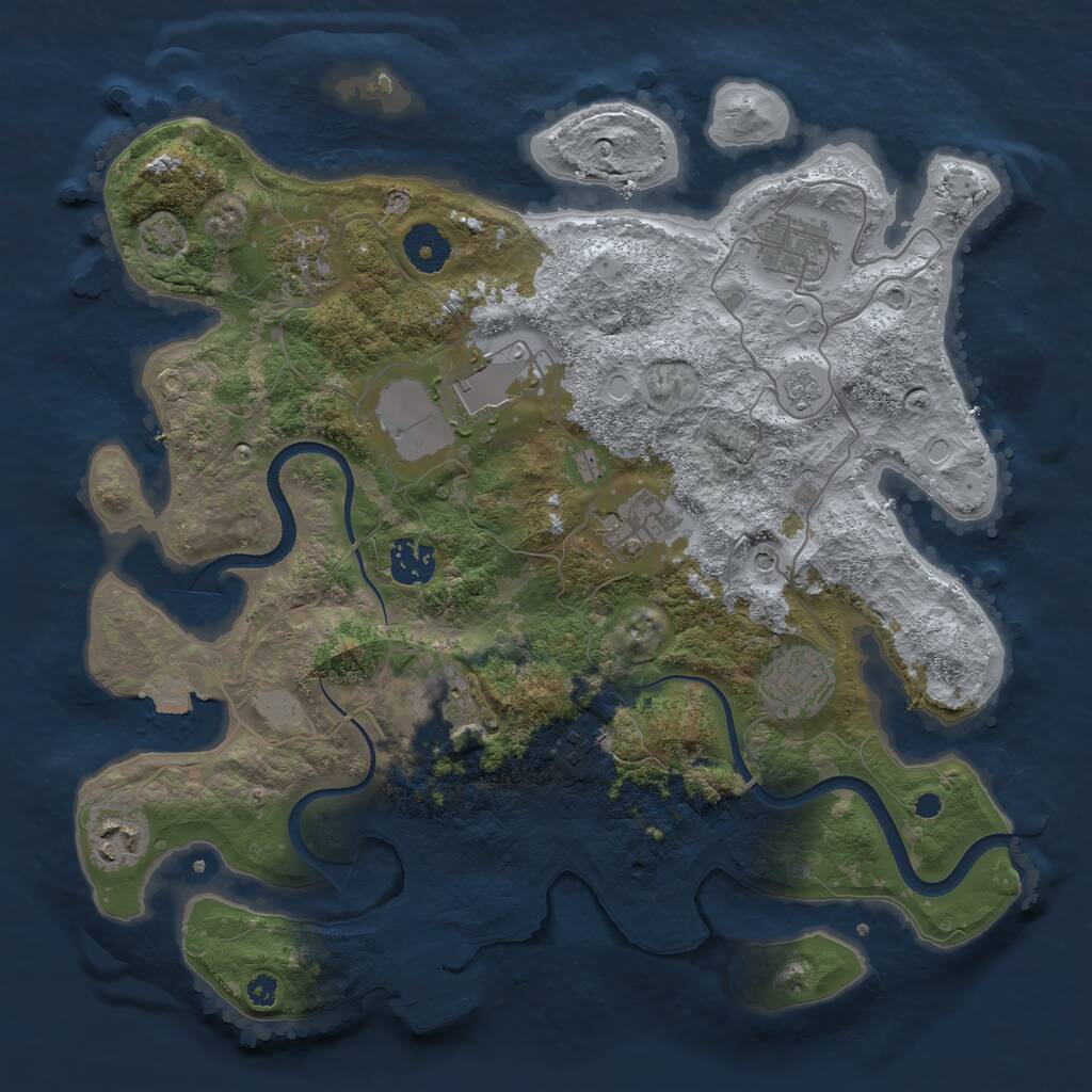 Rust Map: Procedural Map, Size: 3500, Seed: 1275624588, 14 Monuments