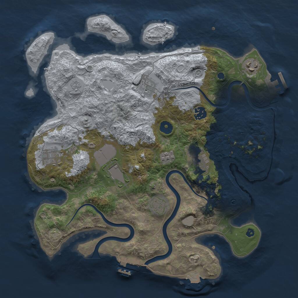 Rust Map: Procedural Map, Size: 3500, Seed: 815539653, 14 Monuments