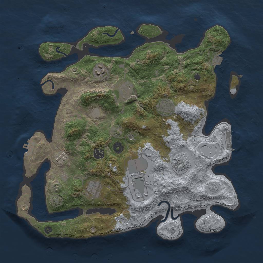 Rust Map: Procedural Map, Size: 3500, Seed: 1467301043, 16 Monuments
