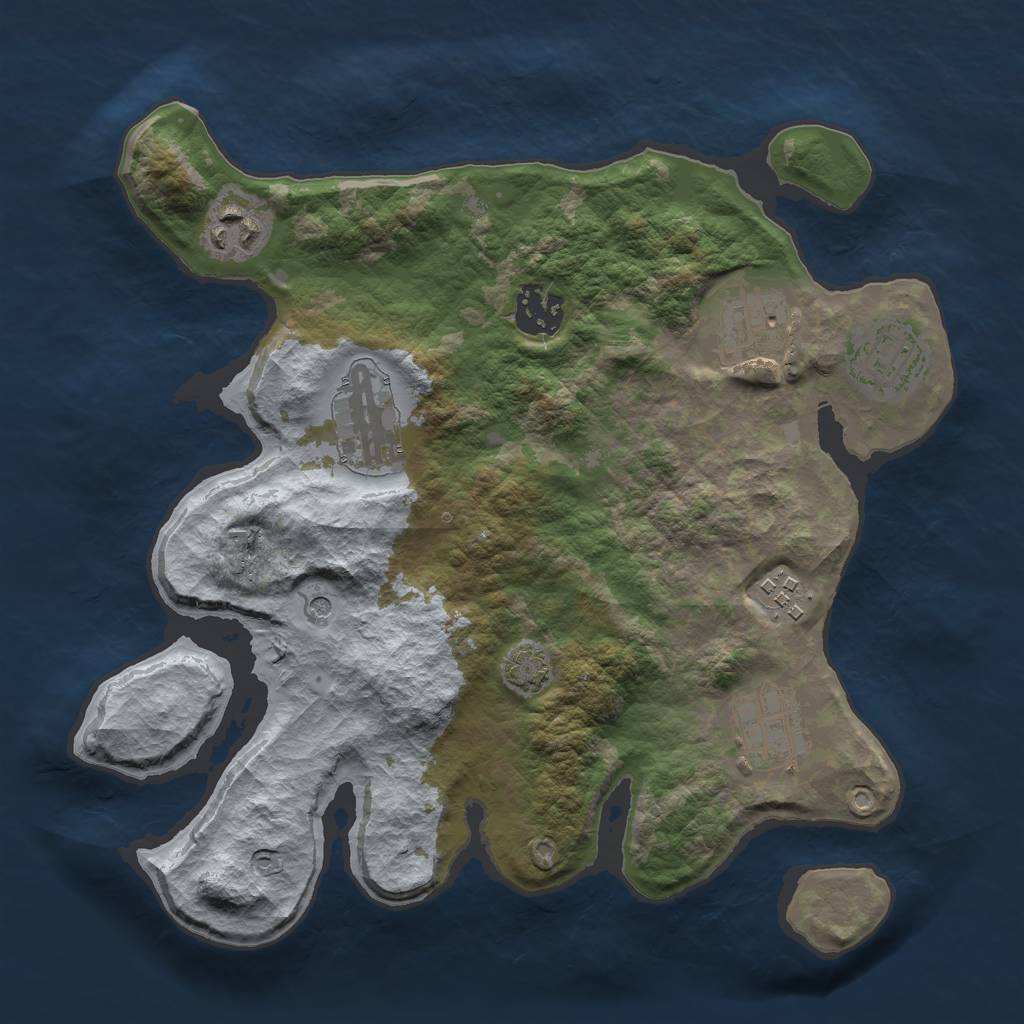 Rust Map: Barren, Size: 3000, Seed: 737946, 11 Monuments