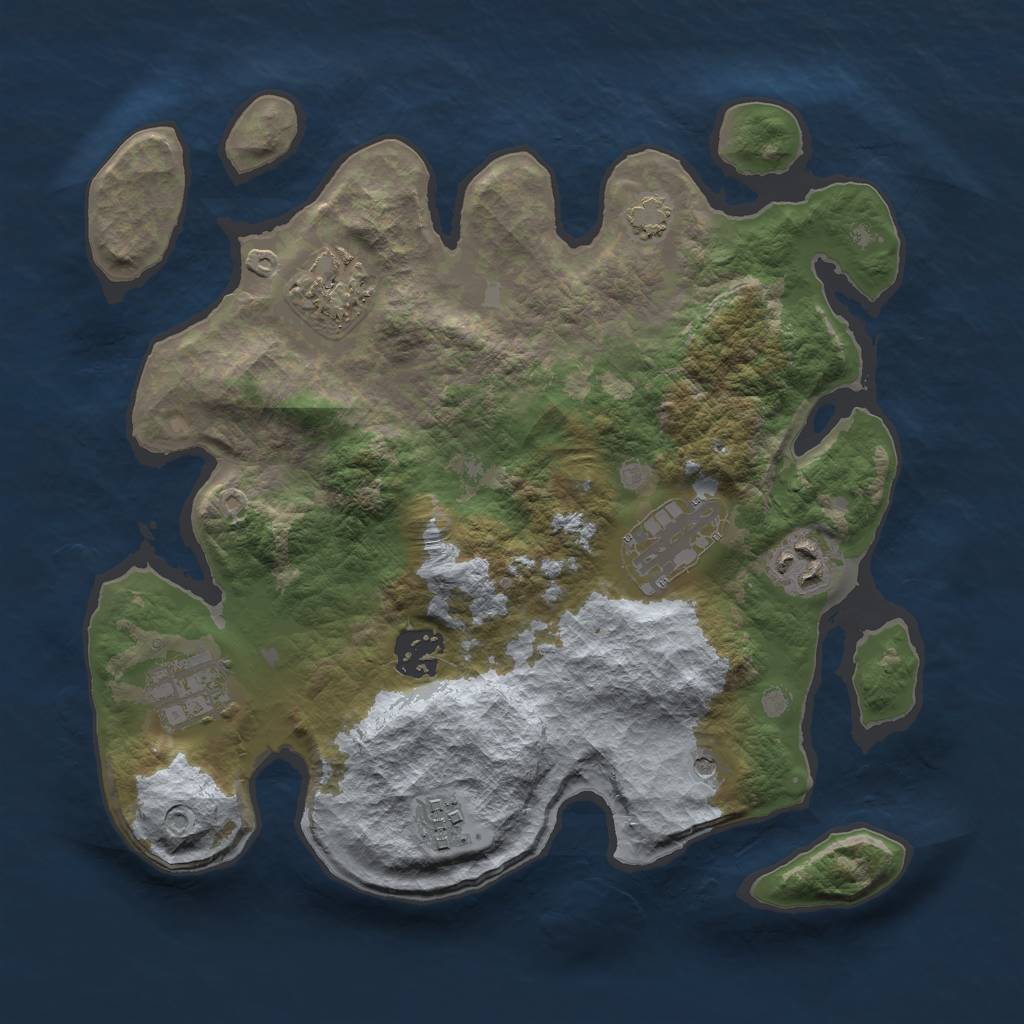 Rust Map: Barren, Size: 3000, Seed: 480383, 10 Monuments