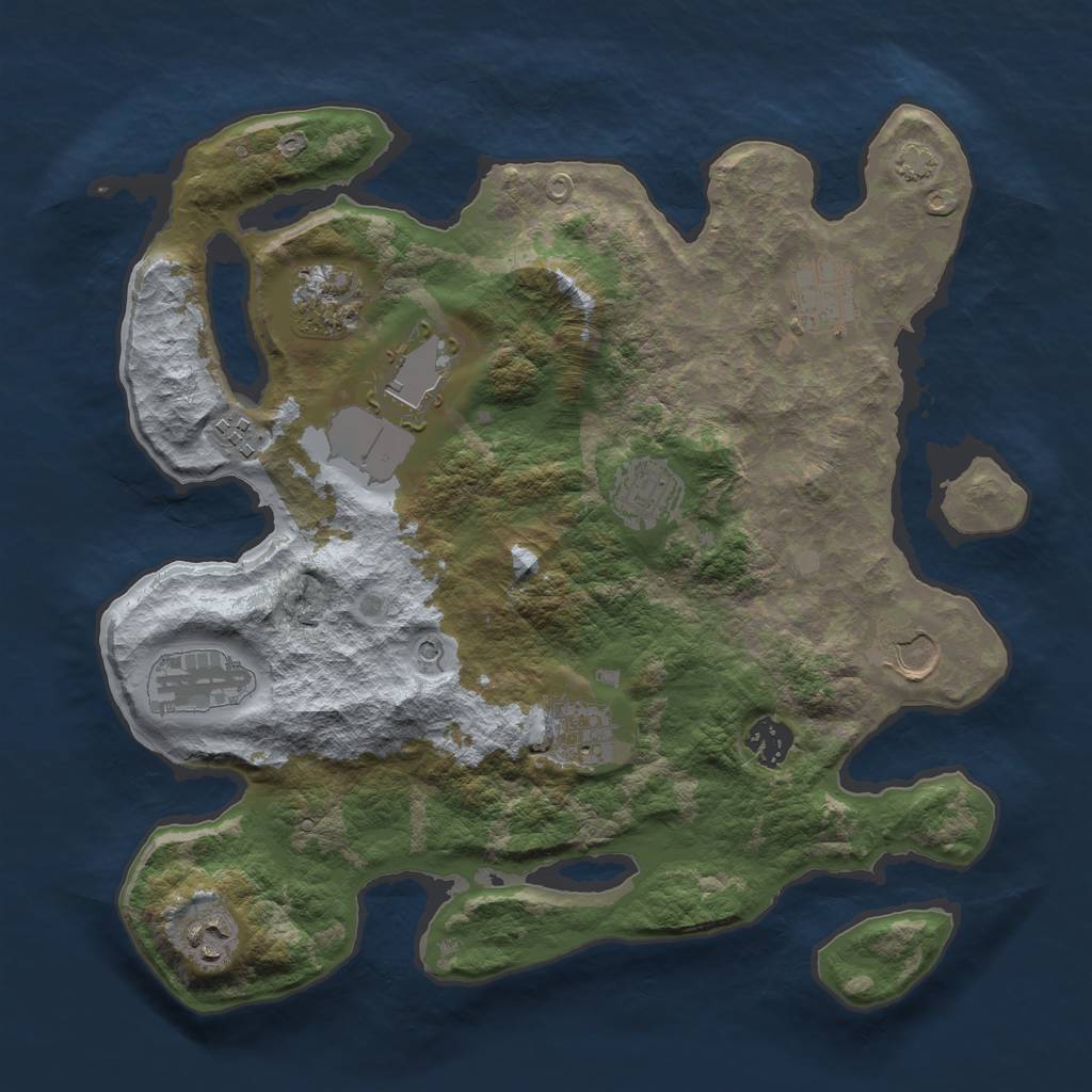 Rust Map: Barren, Size: 3500, Seed: 401044449, 14 Monuments