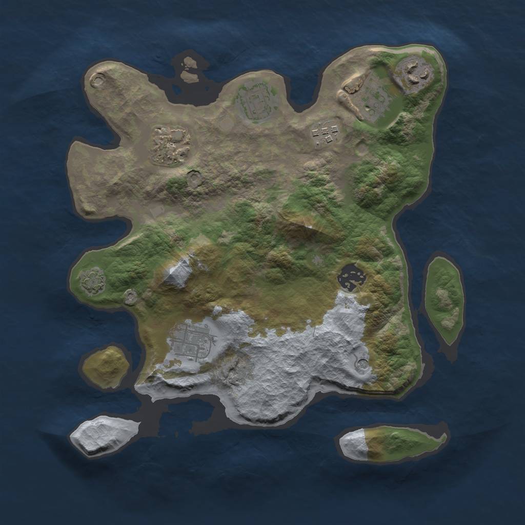 Rust Map: Barren, Size: 3000, Seed: 283367, 11 Monuments