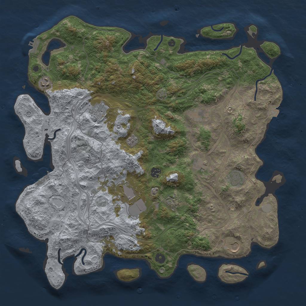 Rust Map: Procedural Map, Size: 4500, Seed: 638058128, 18 Monuments