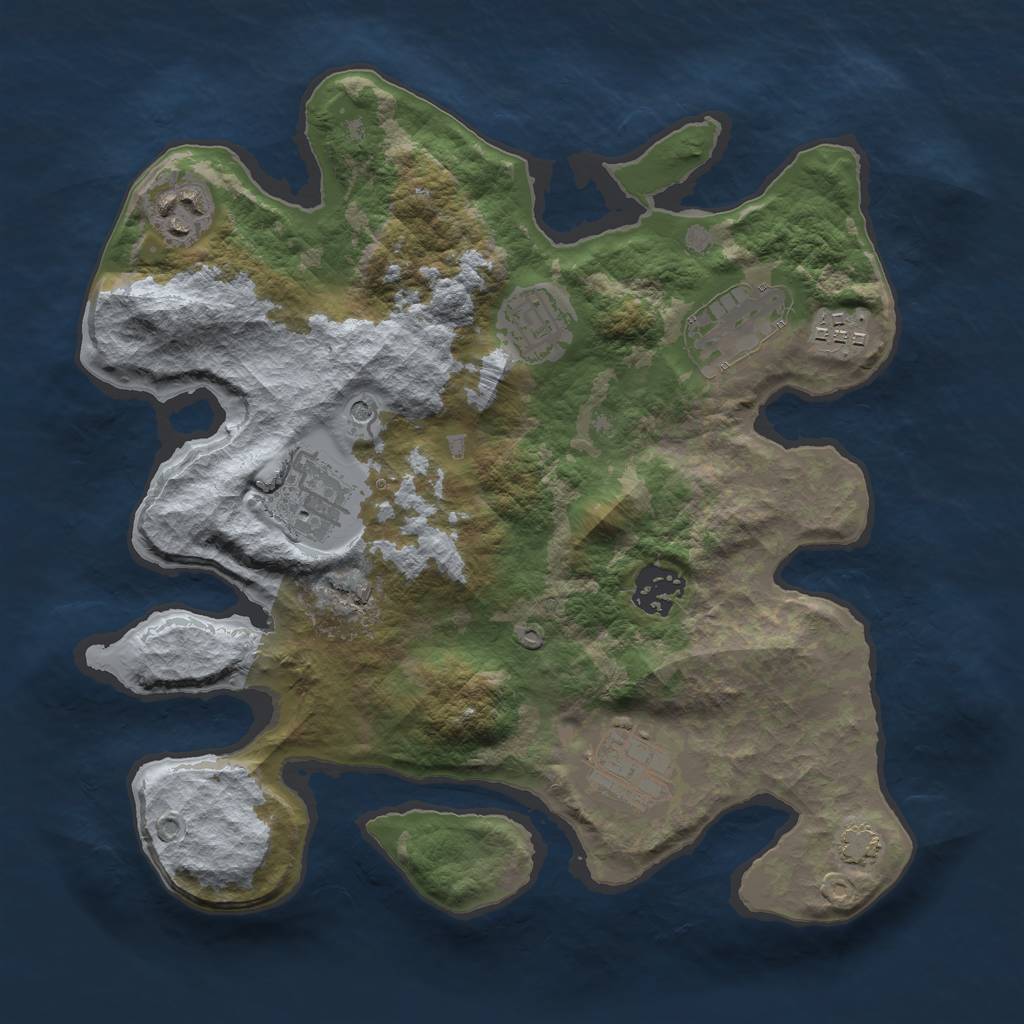 Rust Map: Barren, Size: 3000, Seed: 910681, 11 Monuments