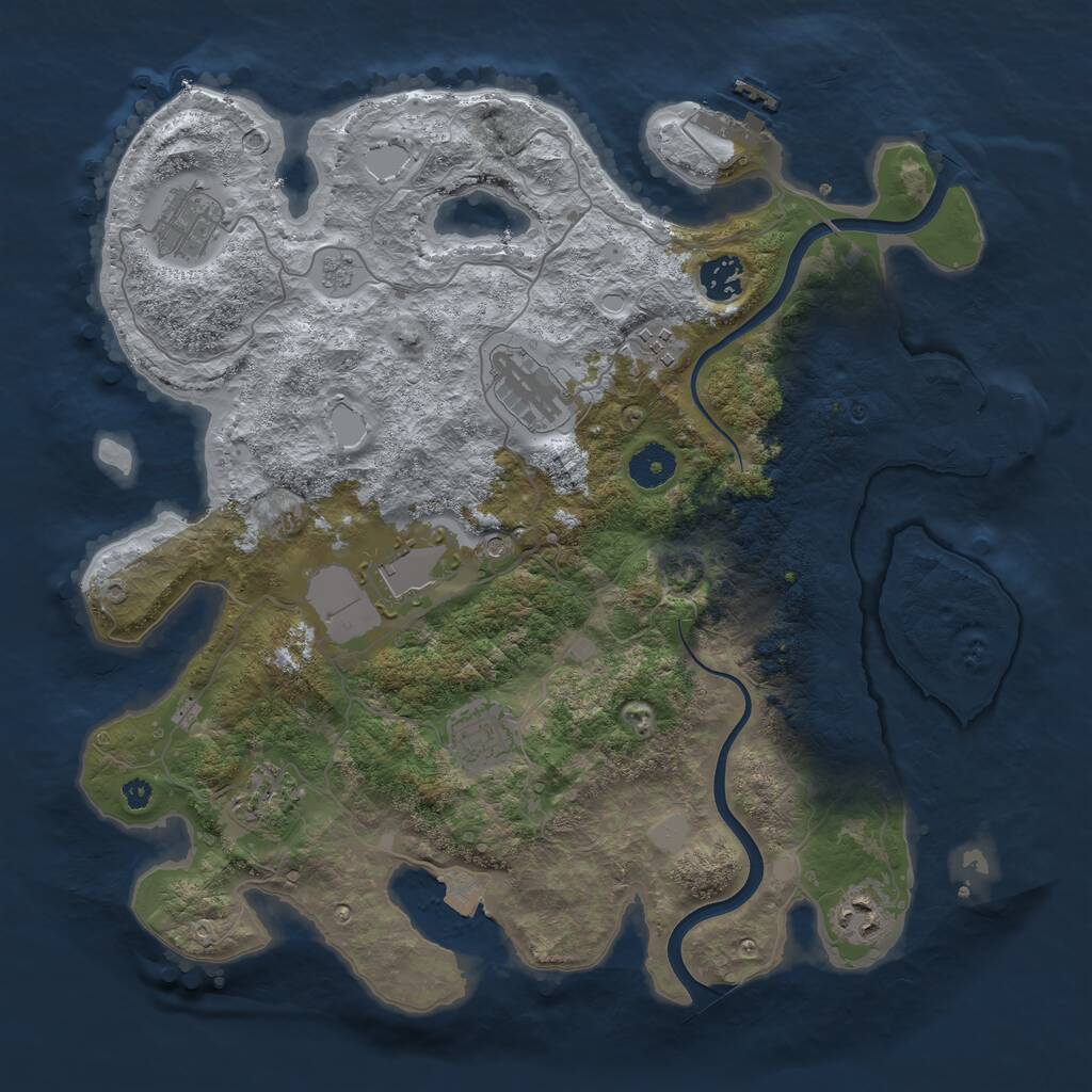 Rust Map: Procedural Map, Size: 3700, Seed: 124274642, 14 Monuments