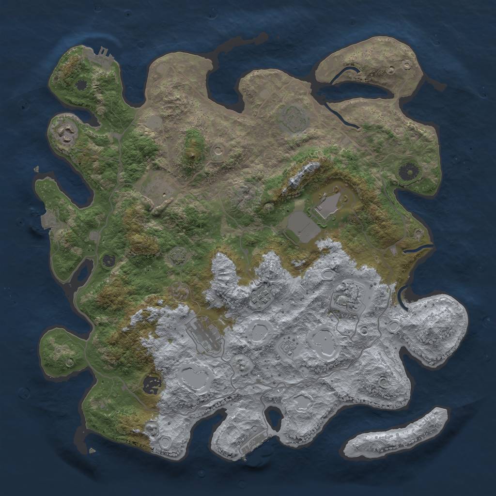 Rust Map: Procedural Map, Size: 4000, Seed: 215144601, 16 Monuments
