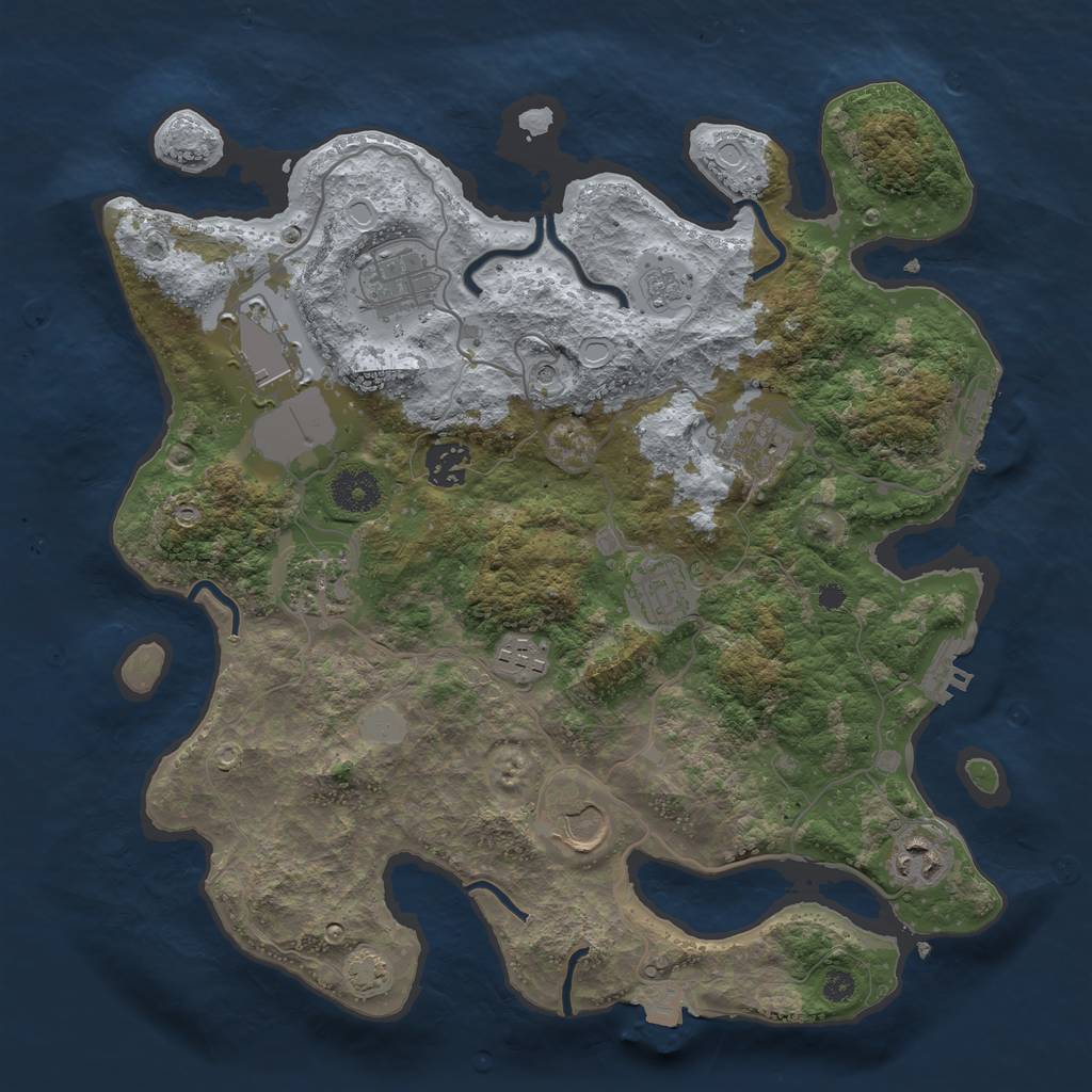 Rust Map: Procedural Map, Size: 3500, Seed: 680714694, 17 Monuments