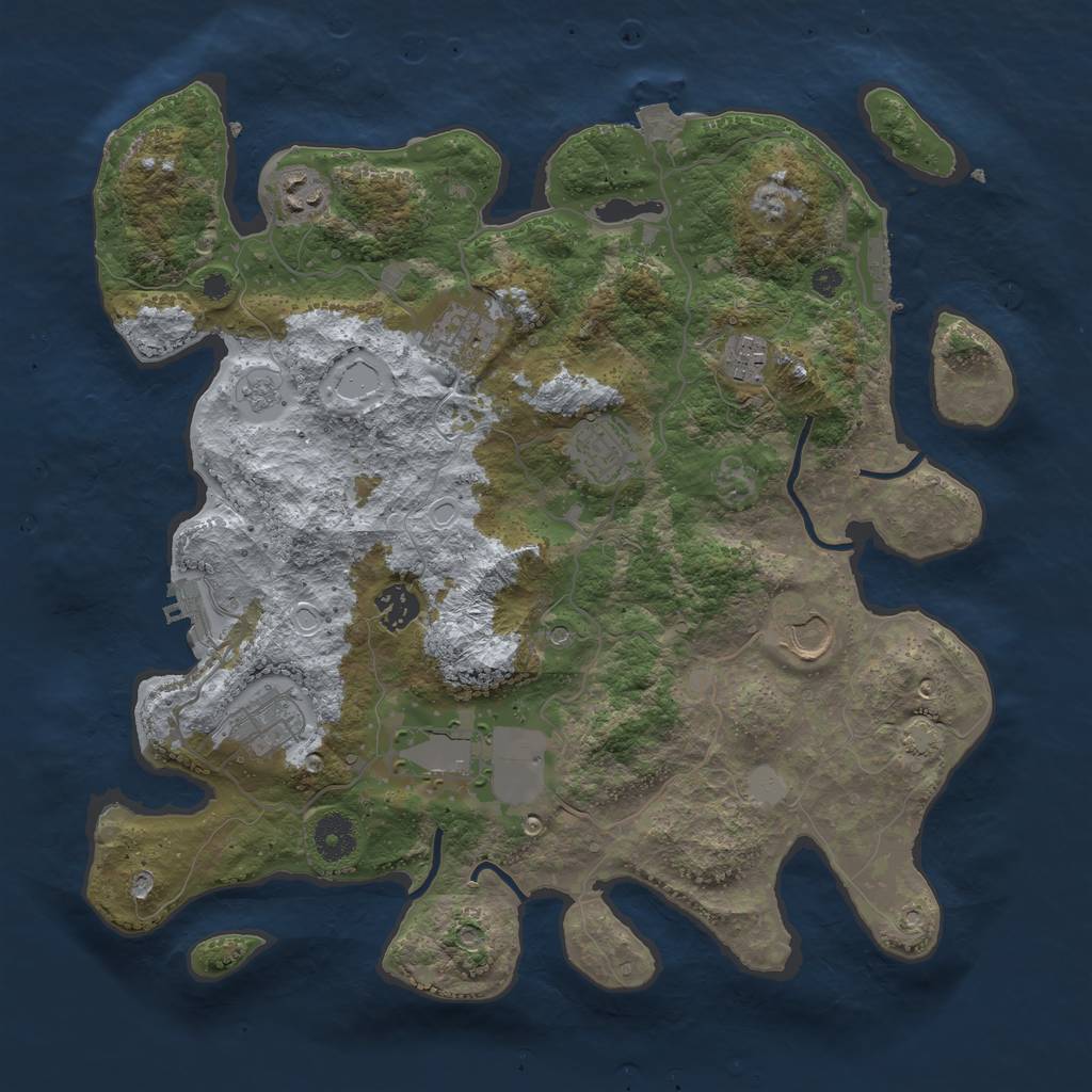 Rust Map: Procedural Map, Size: 3700, Seed: 140182, 16 Monuments