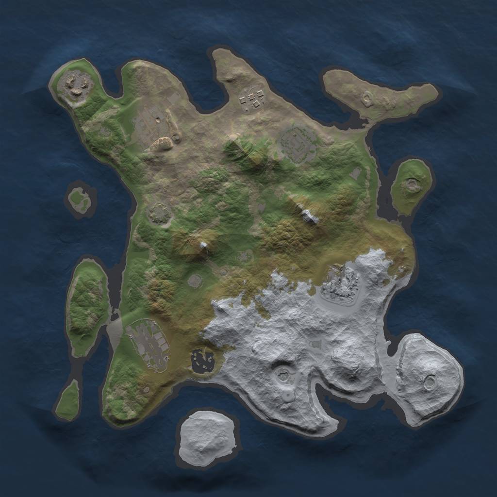 Rust Map: Barren, Size: 3000, Seed: 217510, 11 Monuments