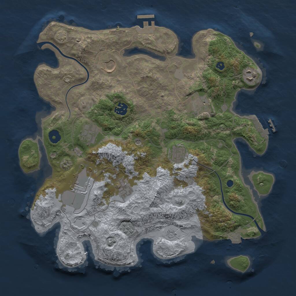 Rust Map: Procedural Map, Size: 3500, Seed: 409526268, 15 Monuments