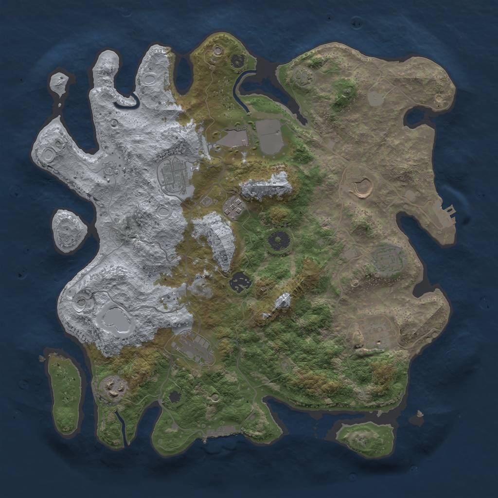 Rust Map: Procedural Map, Size: 3700, Seed: 681104, 17 Monuments