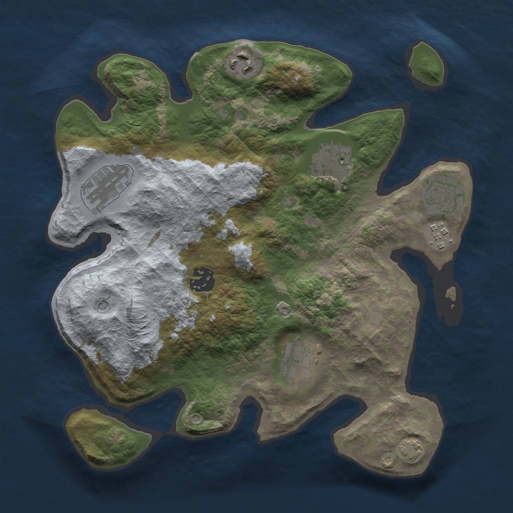 Rust Map: Barren, Size: 3000, Seed: 999489, 11 Monuments